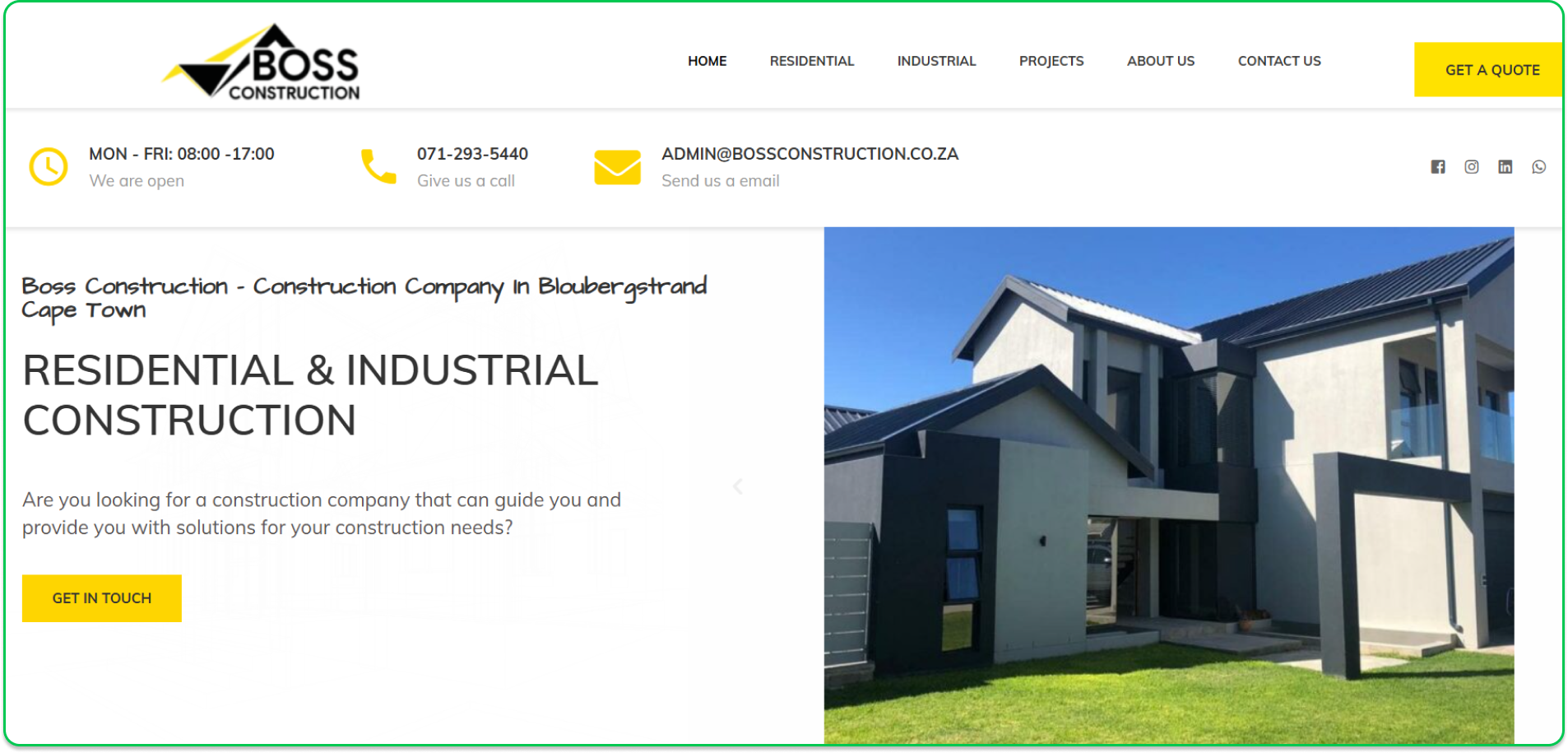 Boss Construction project website